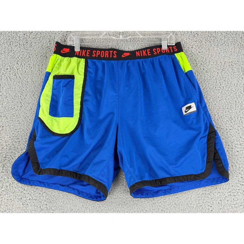 Nike Sportswear Mesh Shorts Mens XL Blue Colorblock Pockets BV3249-480 Athletic